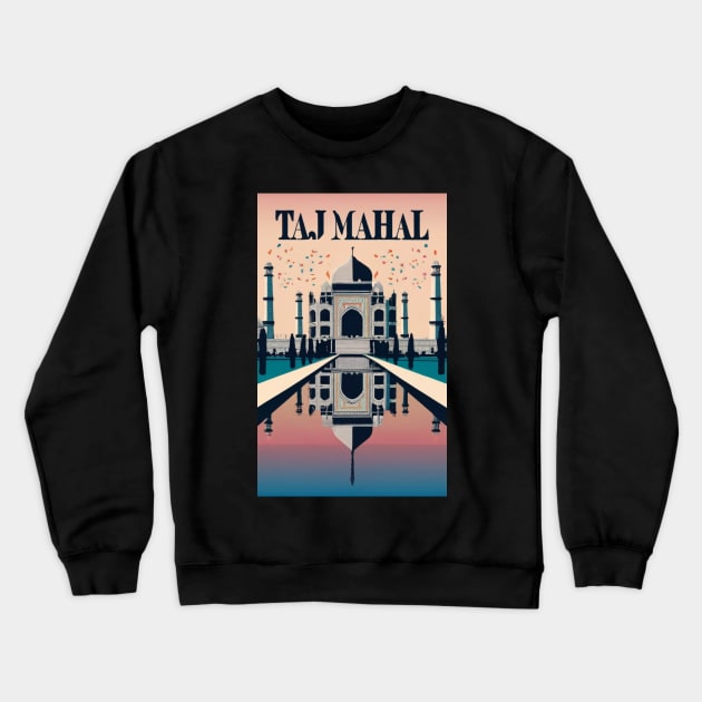 A Vintage Travel Art of the Taj Mahal in Agra - India Crewneck Sweatshirt by goodoldvintage